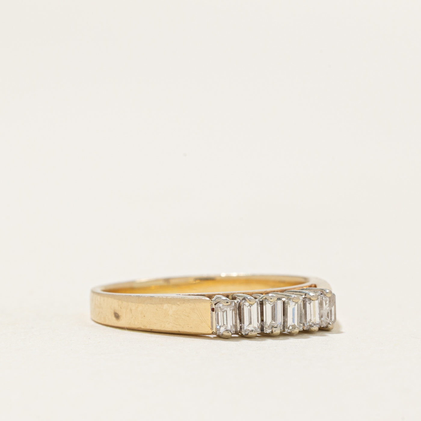 Bague en diamants taille baguette six pierres | 0,15 ct au total | Taille 4,5 |