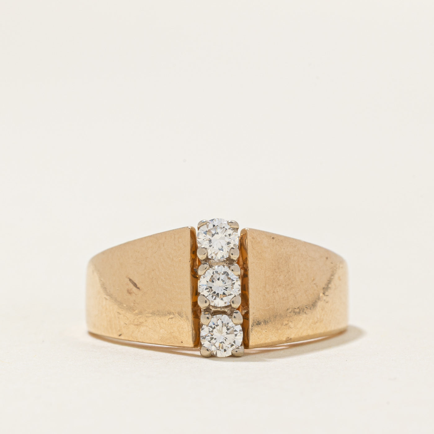 Three Stone Diamond Column Ring | 0.31ctw | SZ 8.25 |