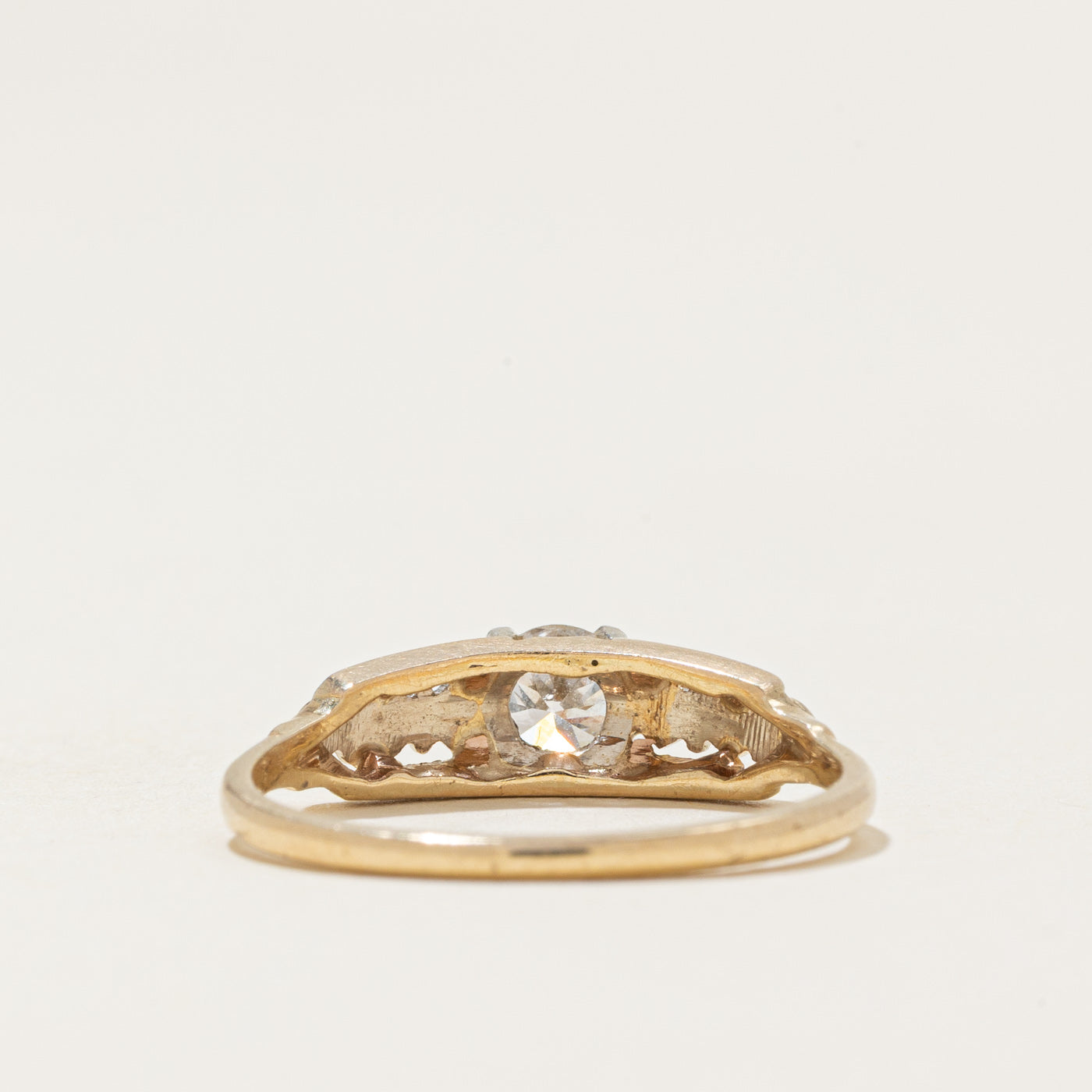 Two Tone Gold Old European Cut Diamond Ring | 0.32ct VS2 G/H | SZ 6.75 |
