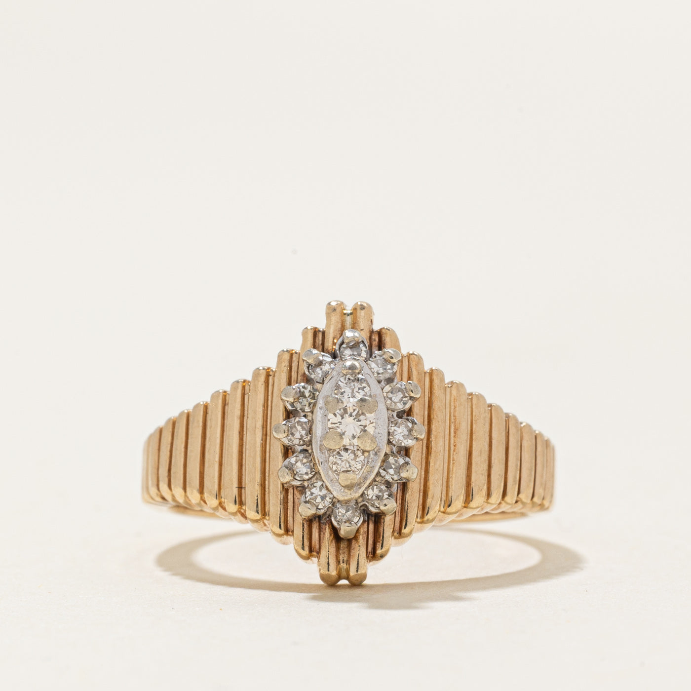 Diamond Marquise Cluster Fluted Tapered Ring | 0.08ctw | SZ 5.0 |