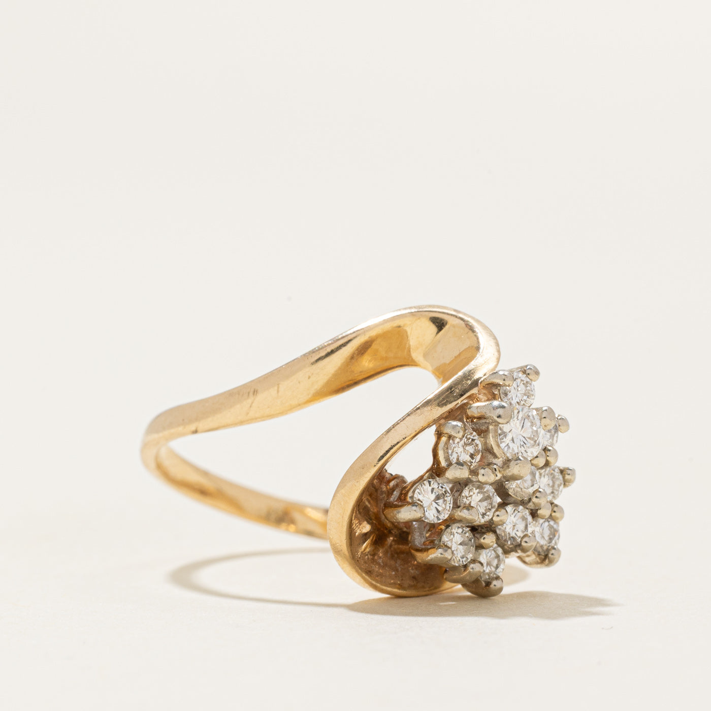 'Orange Blossom' Diamond Cluster Swirl Ring | 0.3ctw | SZ 6.5 |