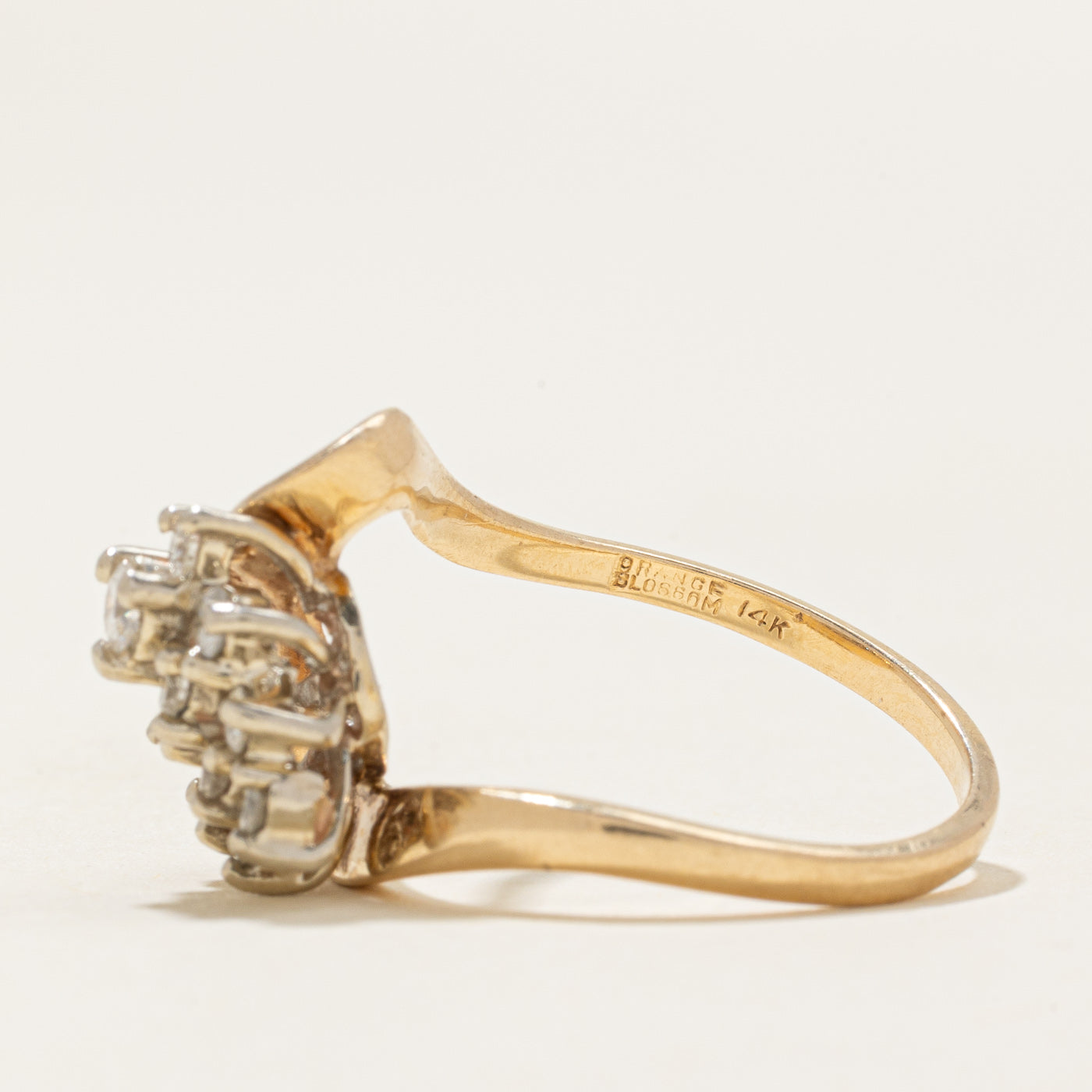 'Orange Blossom' Diamond Cluster Swirl Ring | 0.3ctw | SZ 6.5 |