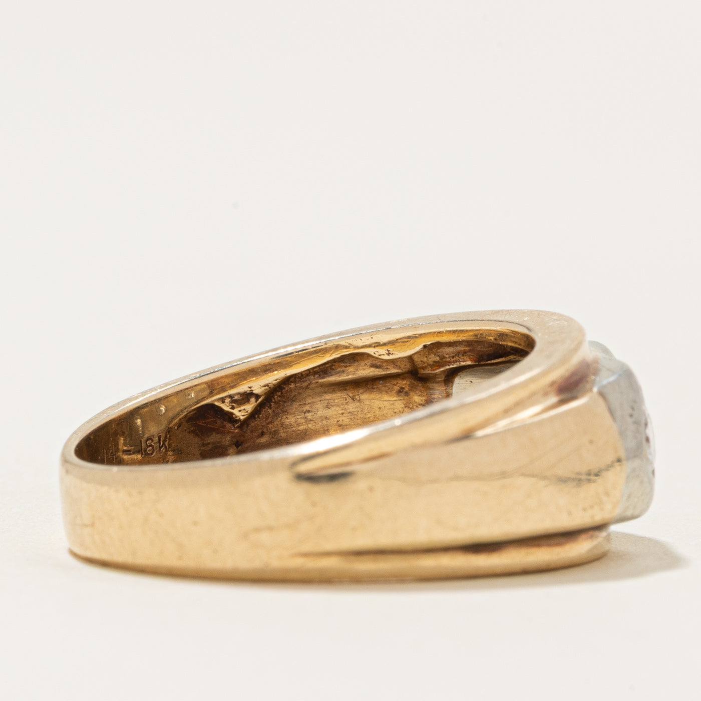 Bague à dôme bas et diamant bicolore | 0,25 ct | Taille 8,5 |