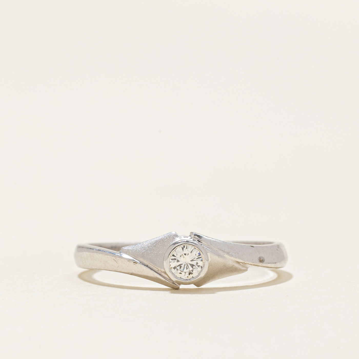 18k Bezel Set Diamond Bypass Ring | 0.12ct | SZ 6.25 |