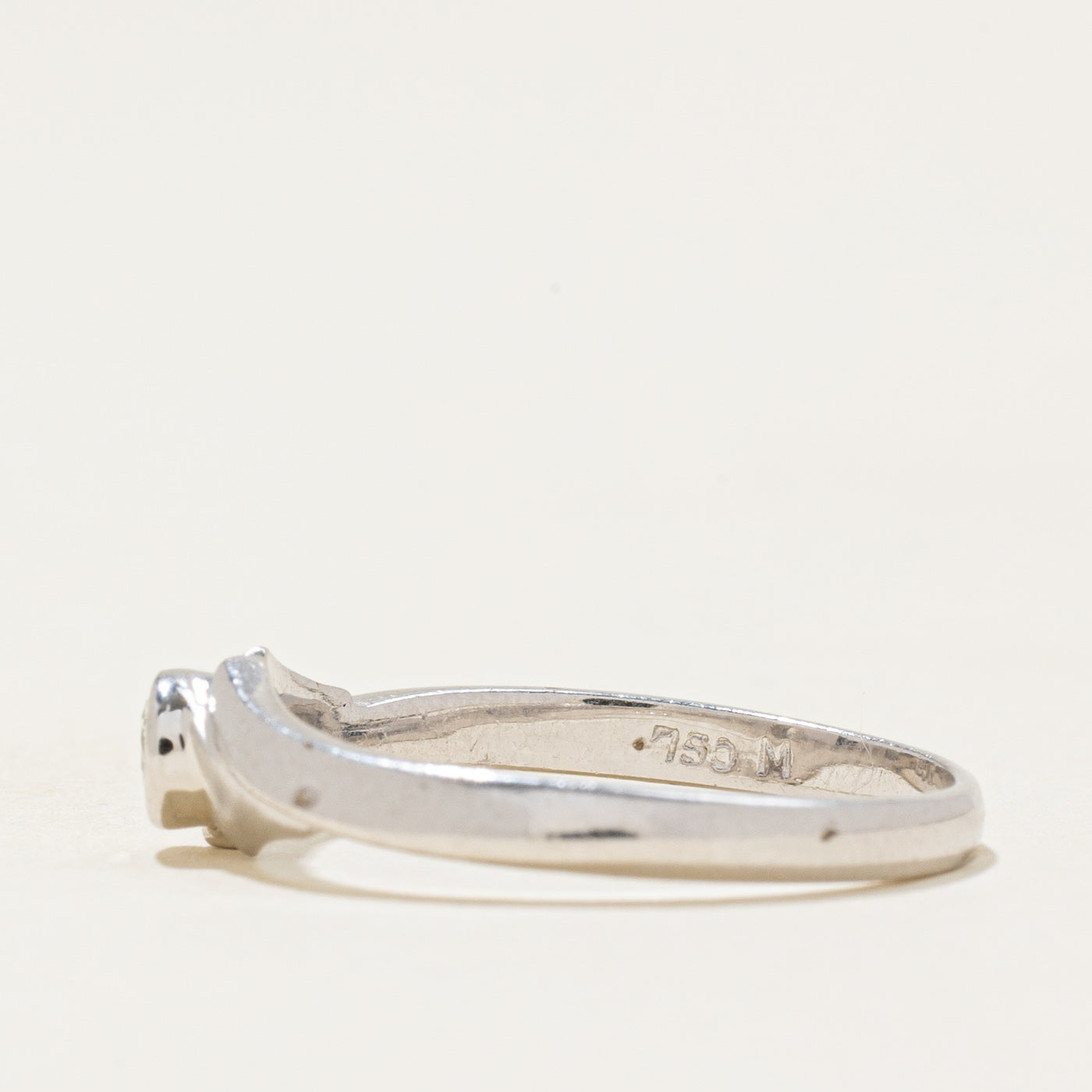 18k Bezel Set Diamond Bypass Ring | 0.12ct | SZ 6.25 |