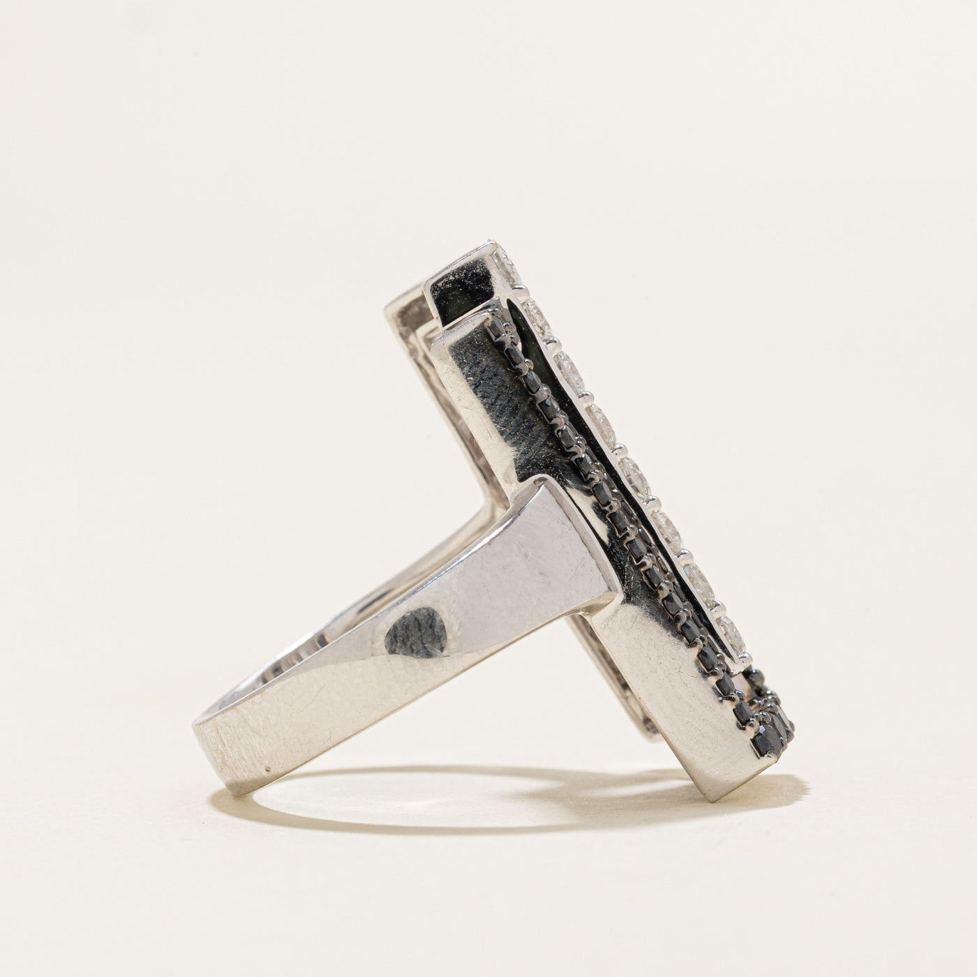 Black & White Diamond Geometric Cocktail Ring | 1.62ctw | SZ 7.0 |