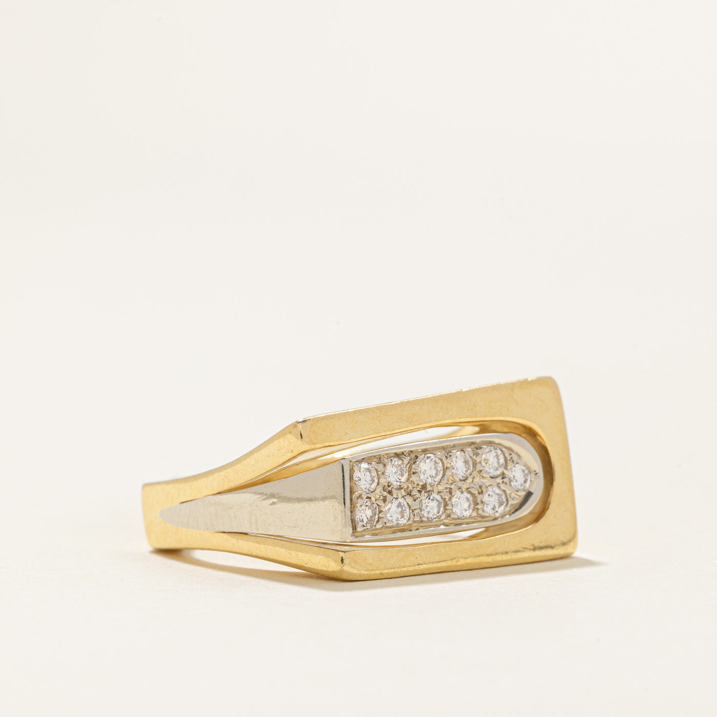 'Birks' Two Tone Geometric Diamond Chunky Ring | 0.22ctw | SZ 7.25 |