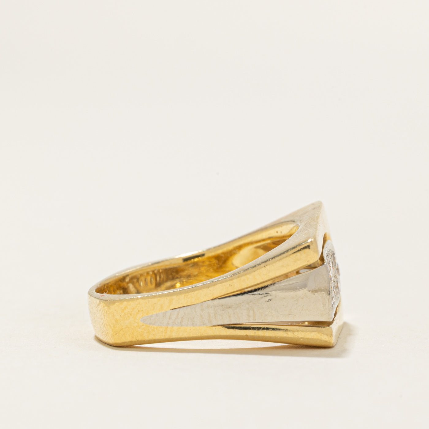 'Birks' Two Tone Geometric Diamond Chunky Ring | 0.22ctw | SZ 7.25 |