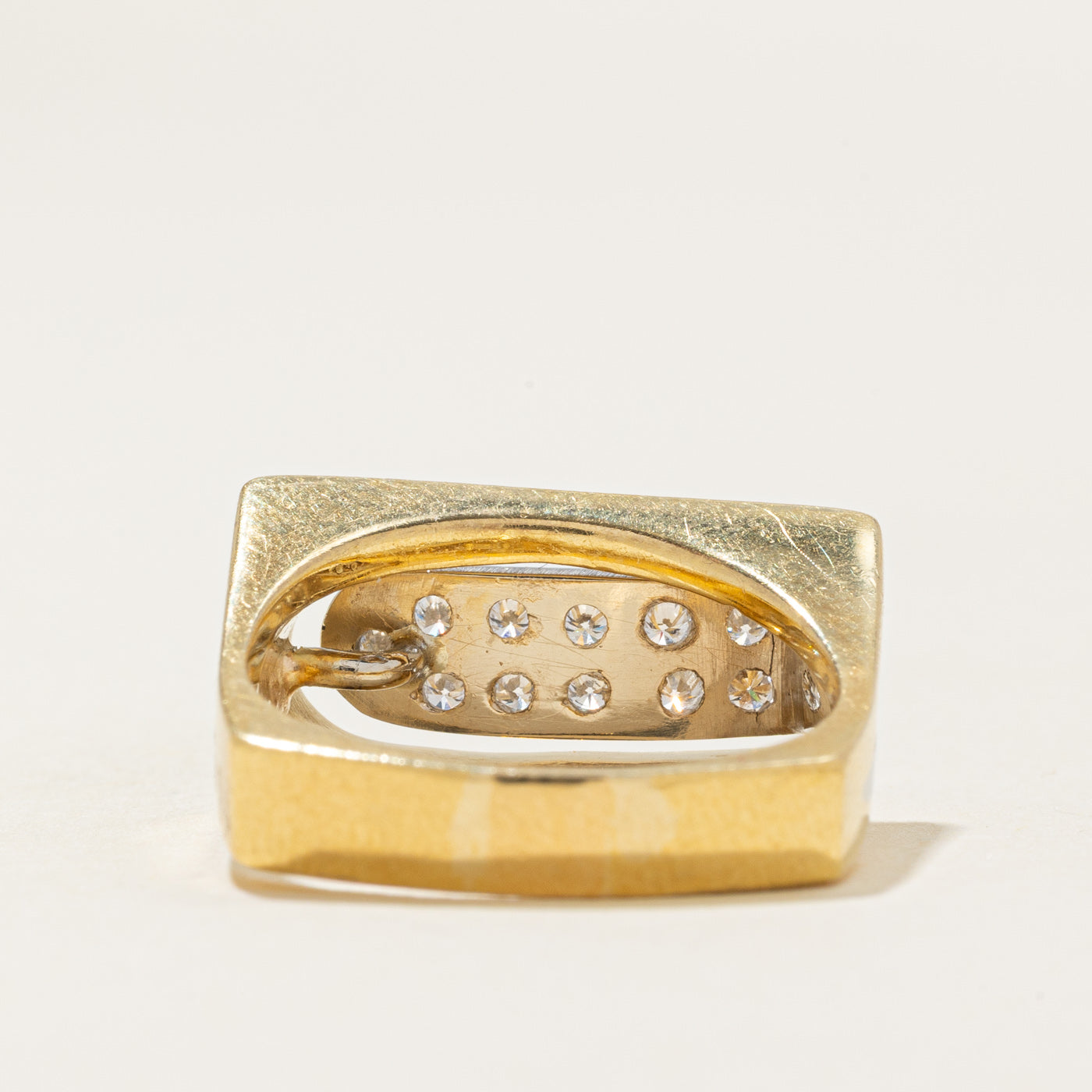 'Birks' Two Tone Geometric Diamond Chunky Ring | 0.22ctw | SZ 7.25 |