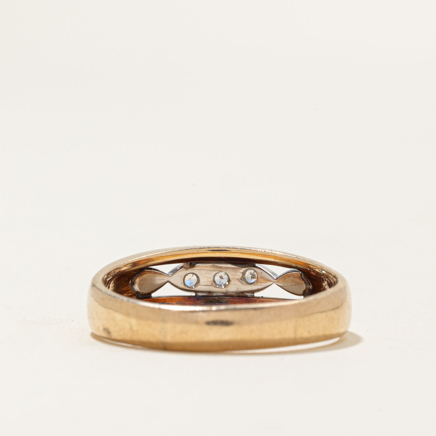 Alliance bicolore en diamants | 0,03 ct | Taille 10,5 |