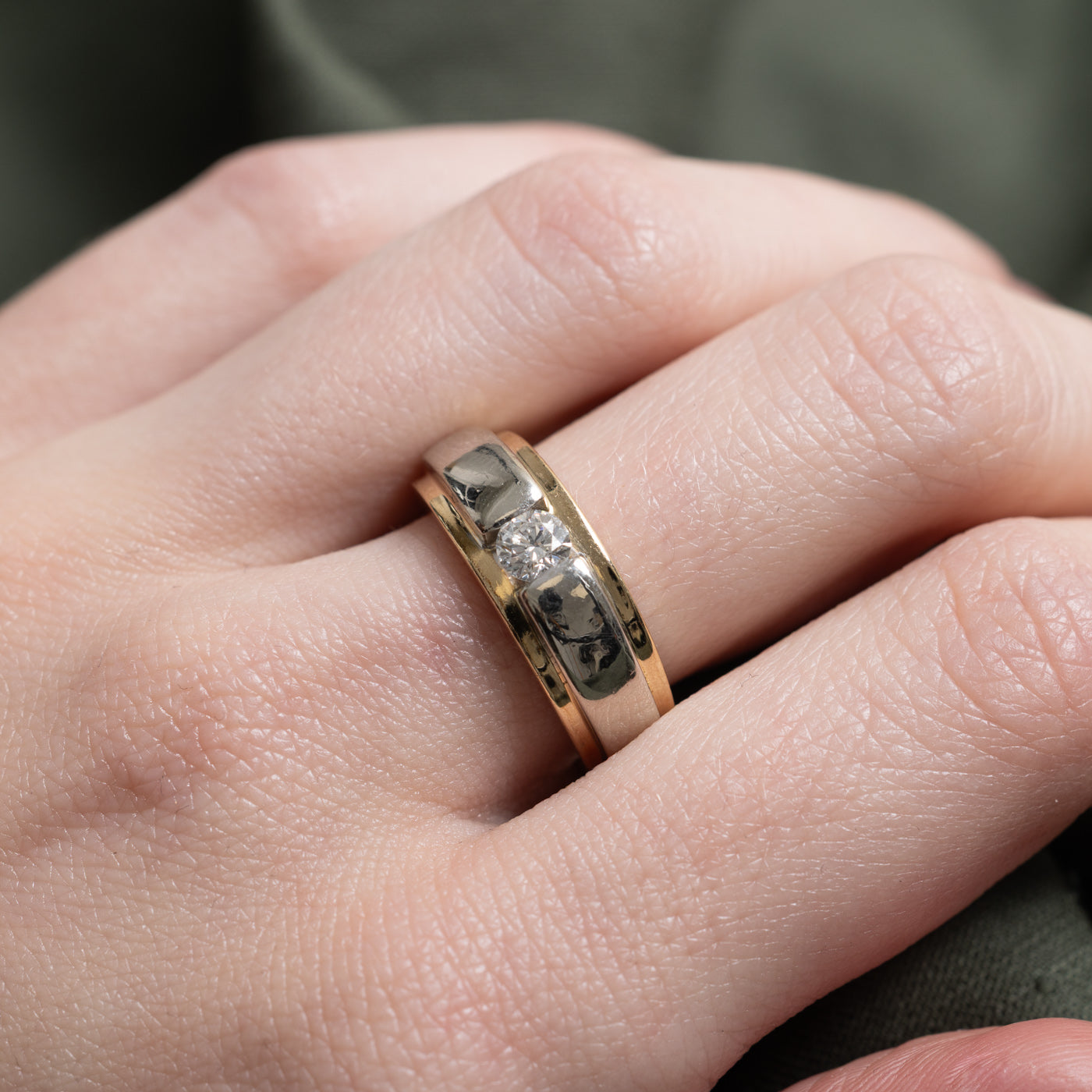 Two Tone Tension Set Diamond Band | 0.27ct | SZ 6.5