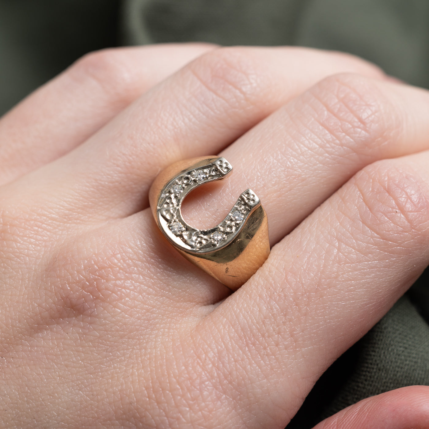 Diamond Horseshoe Signet Ring | 0.10ctw | SZ 8.75