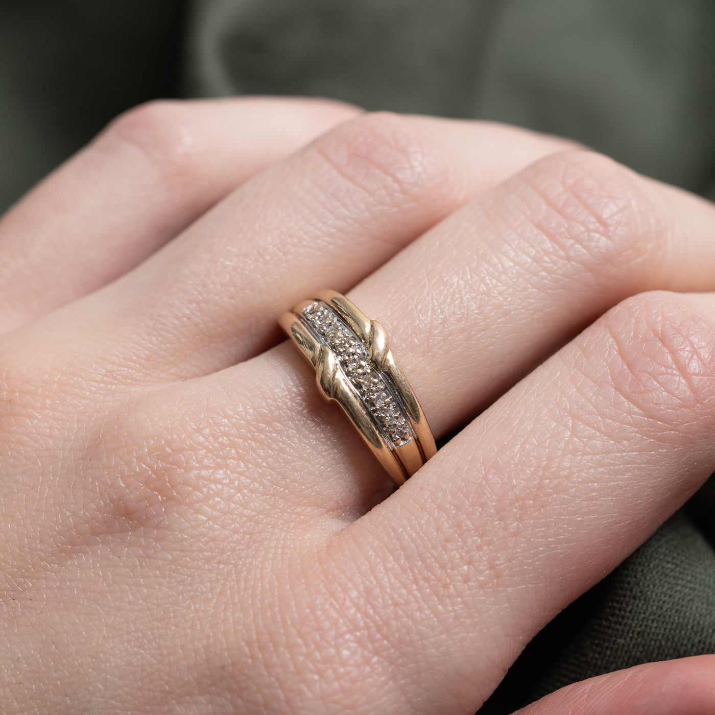 Pave Set Diamond Textured Band | 0.05ctw | SZ 7.0