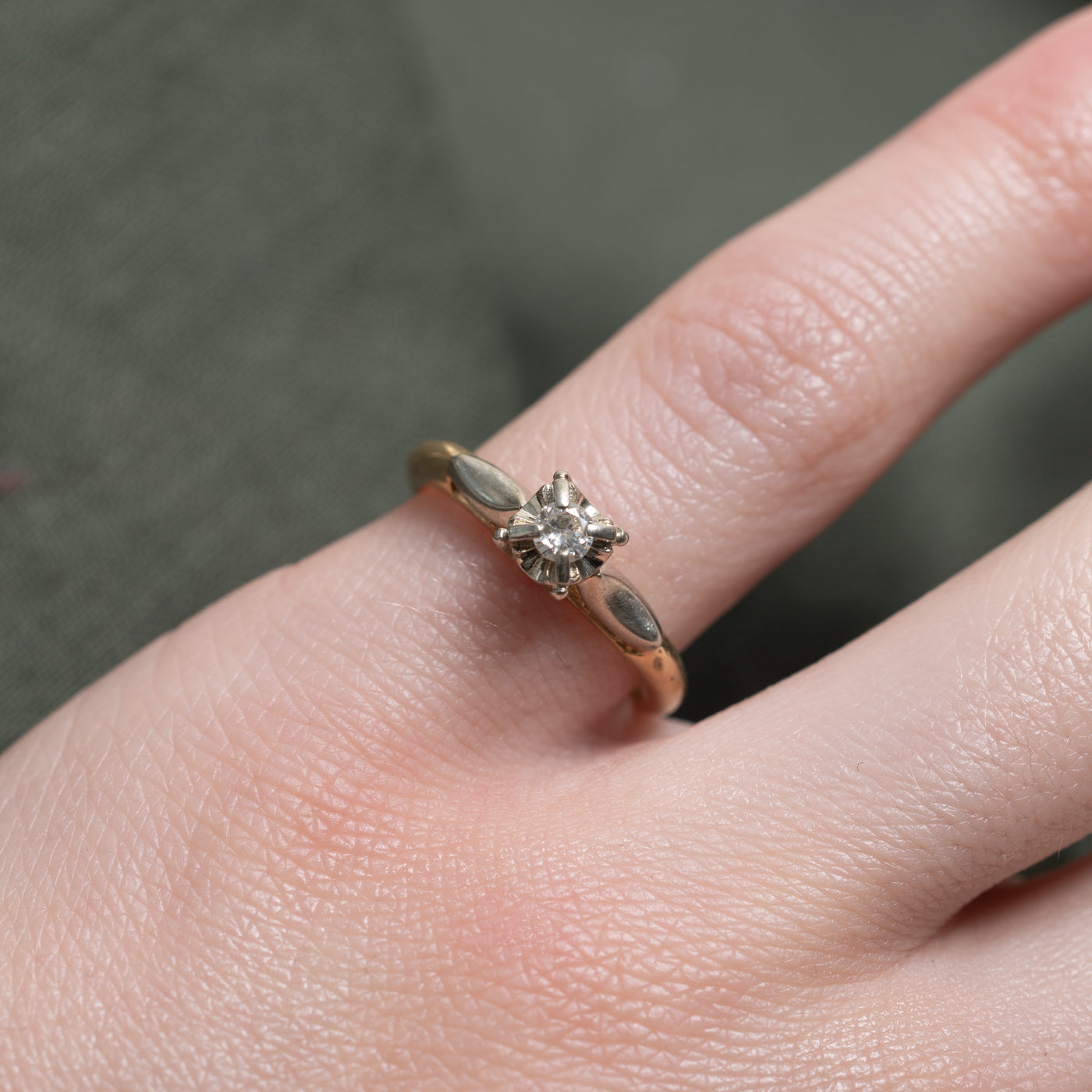 Two Tone Solitaire Diamond Ring | 0.10ct | SZ 4.5