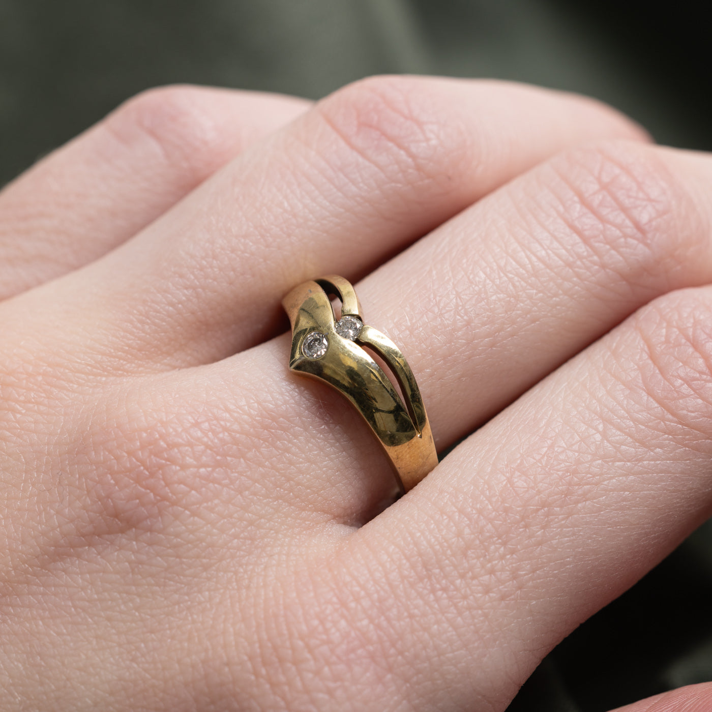 Two Stone Diamond Chevron Ring | 0.08ctw | SZ 7.75