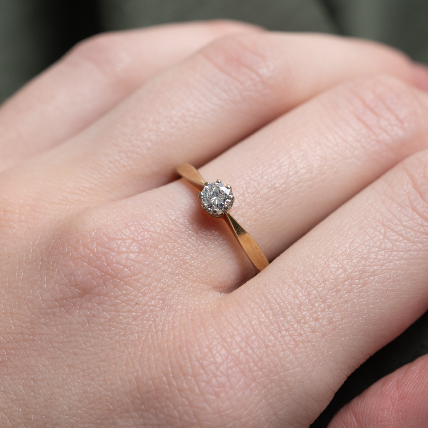 Solitaire Diamond Reverse Tapered Ring | 0.22ct | SZ 8.0