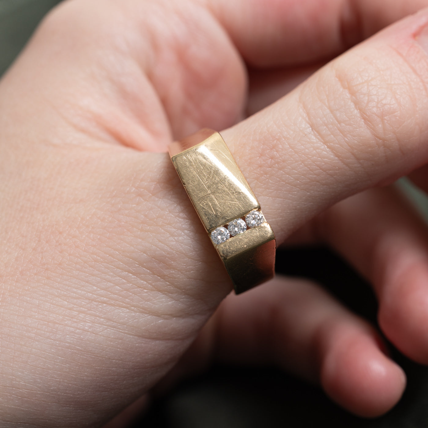 Channel Set Diamond Column Signet Ring | 0.23ctw | SZ 13.0