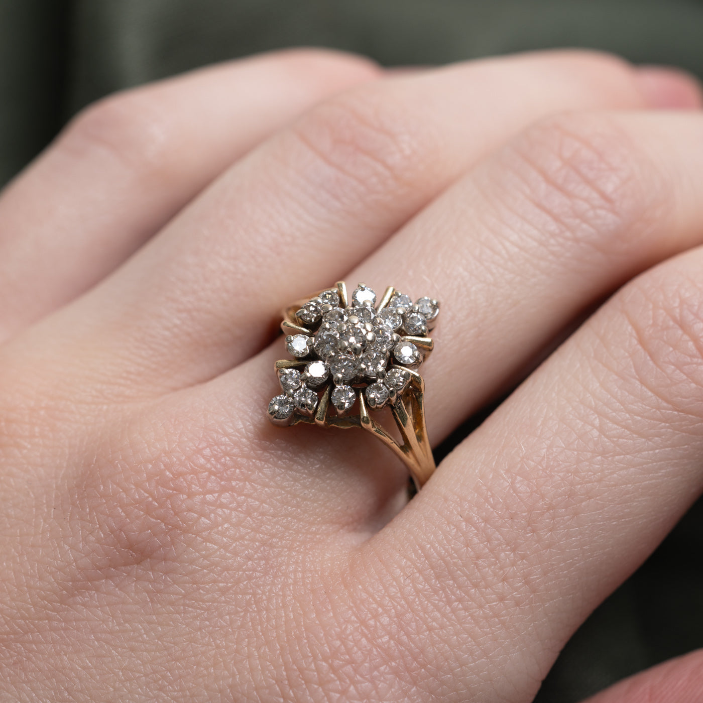 Diamond Cluster Navette Ring | 0.70ctw | SZ 9.5