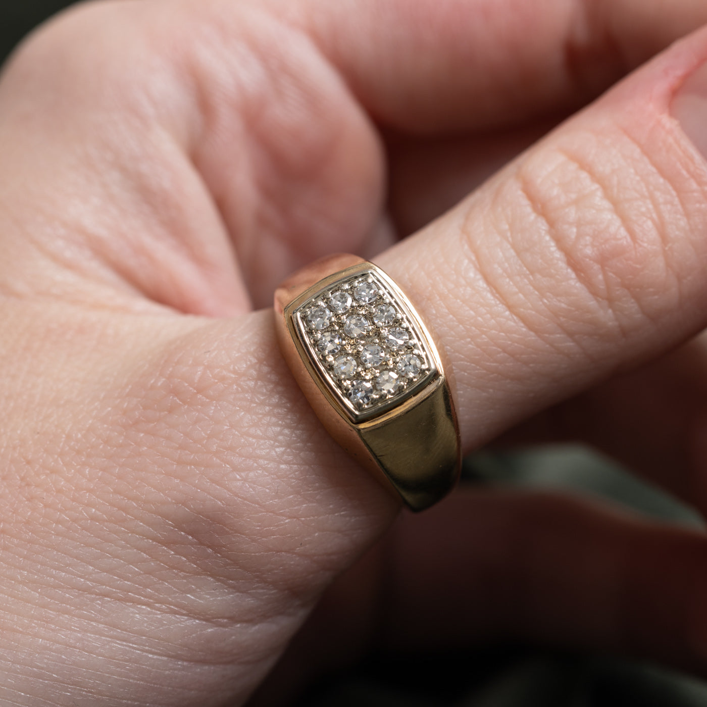 Diamond Grid Signet Ring | 0.30ctw | SZ 8.5
