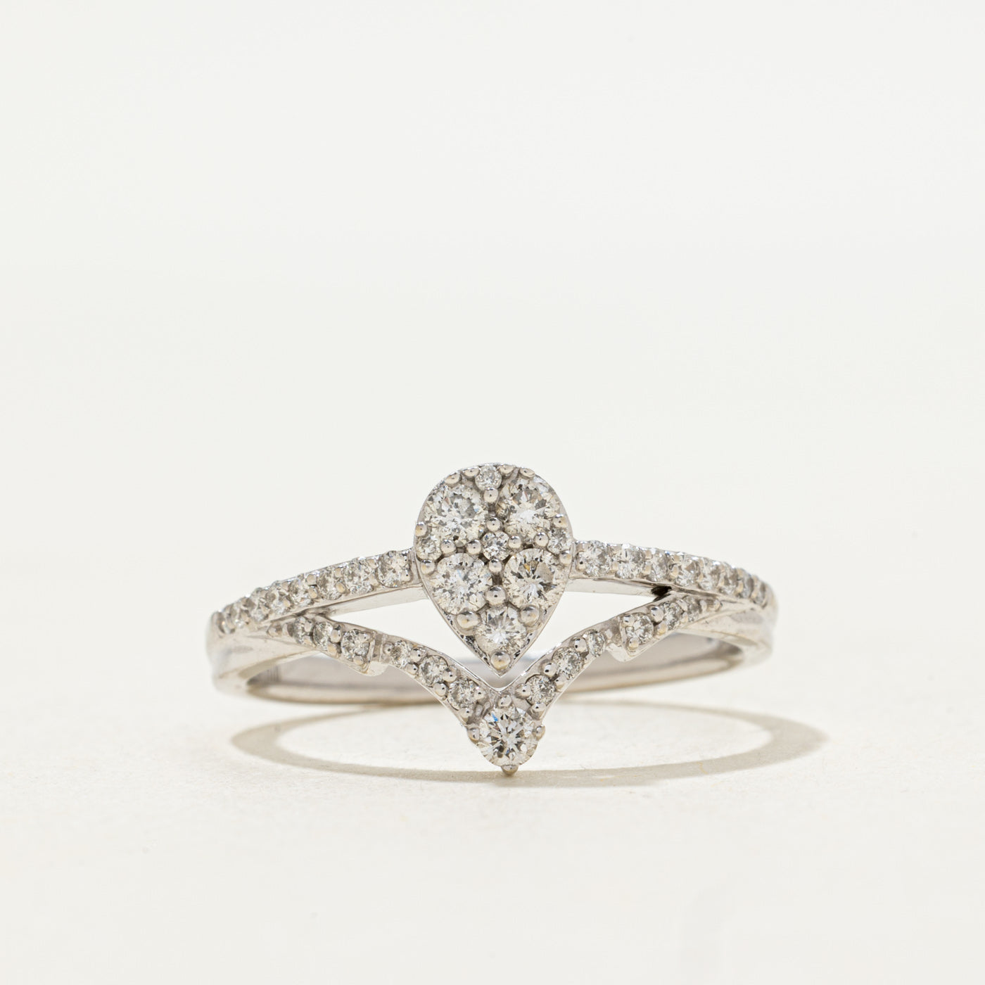 Pave Set Diamond Cluster Chevron Ring | 0.45ctw | SZ 8.0