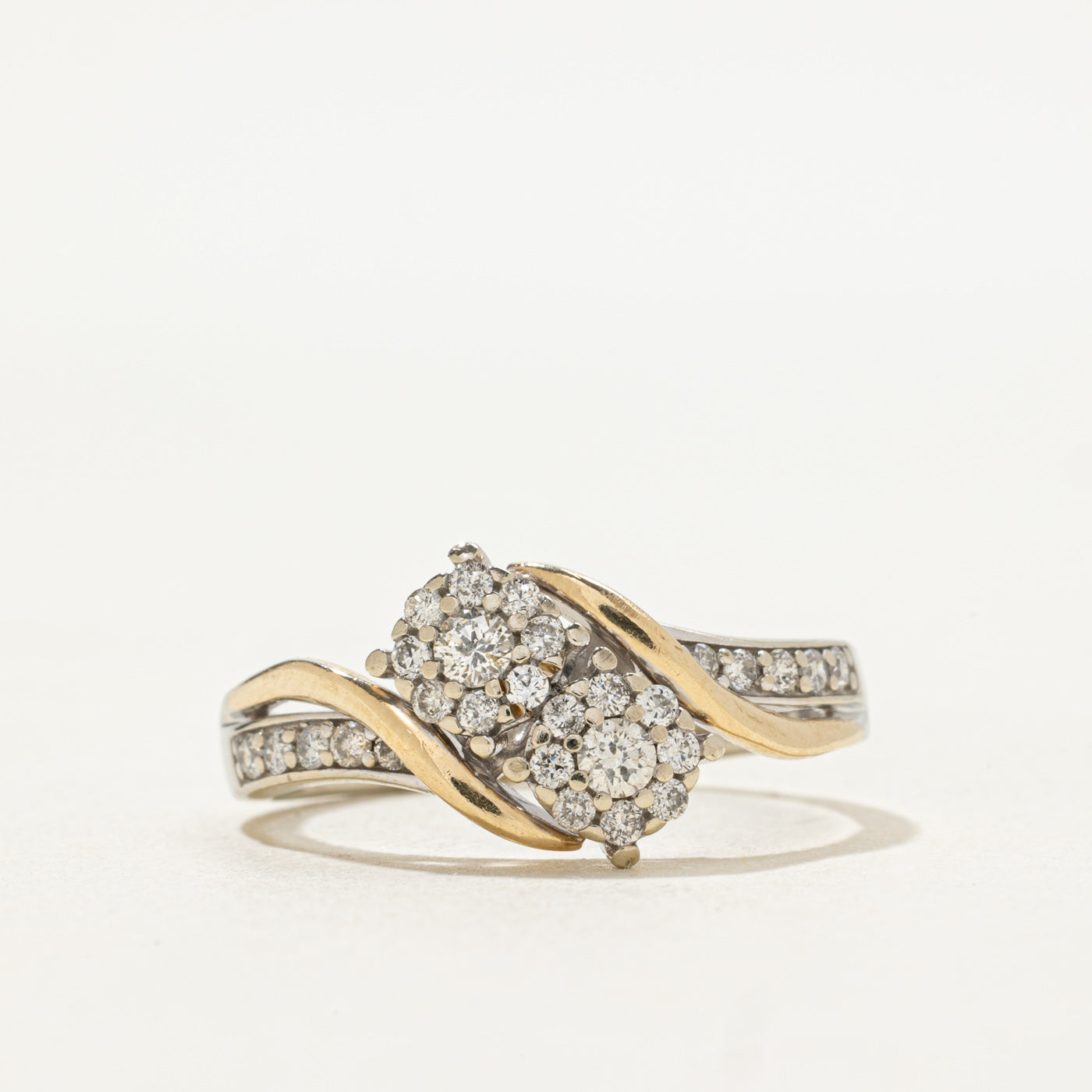 Two Tone Diamond Cluster Bypass Ring | 0.40ctw | SZ 8.5