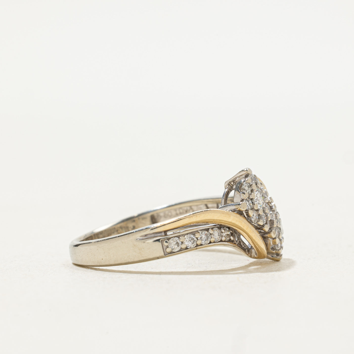 Two Tone Diamond Cluster Bypass Ring | 0.40ctw | SZ 8.5