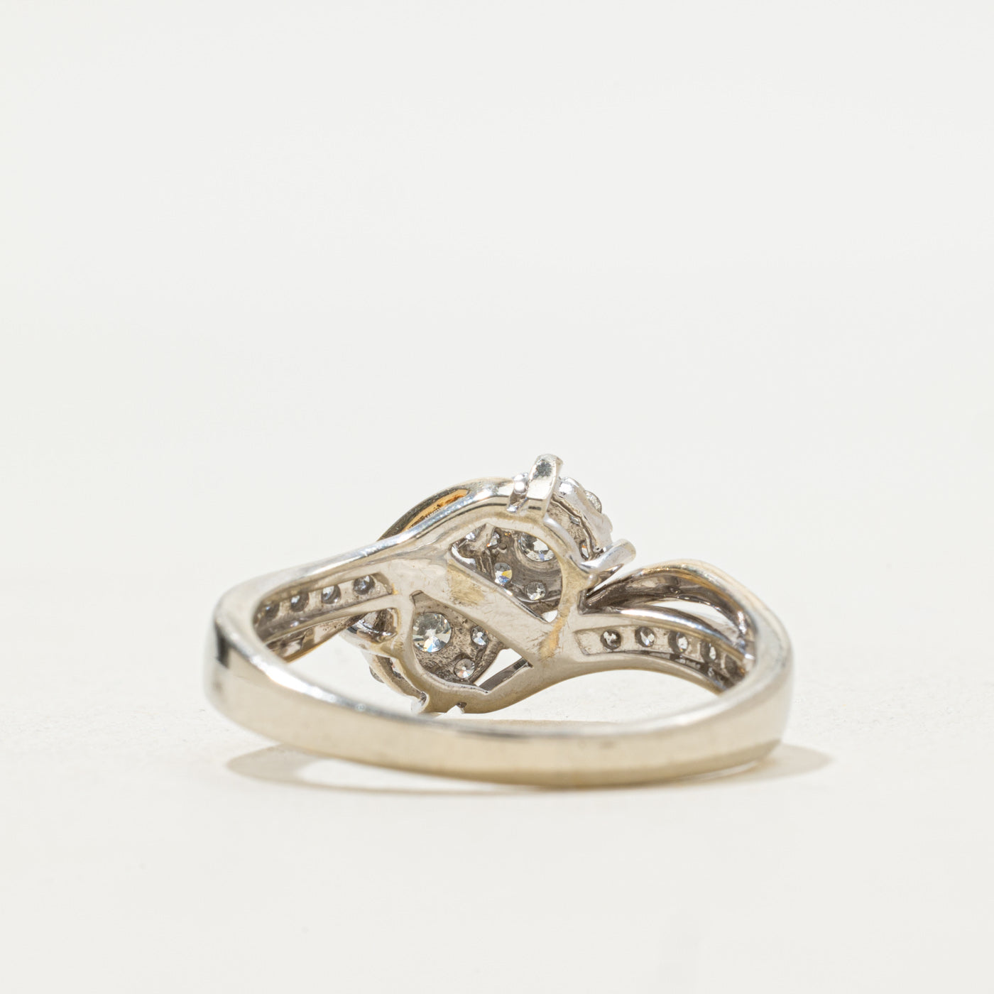 Two Tone Diamond Cluster Bypass Ring | 0.40ctw | SZ 8.5