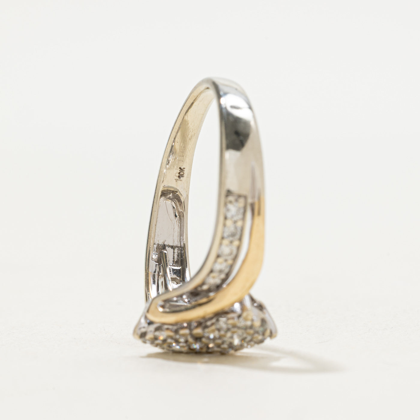 Two Tone Diamond Cluster Bypass Ring | 0.40ctw | SZ 8.5