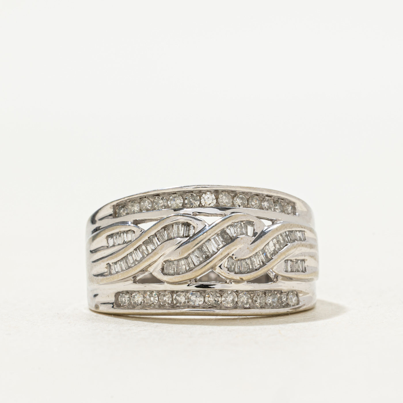 Multi Row Diamond Wave Band | 0.45ctw | SZ 7.25