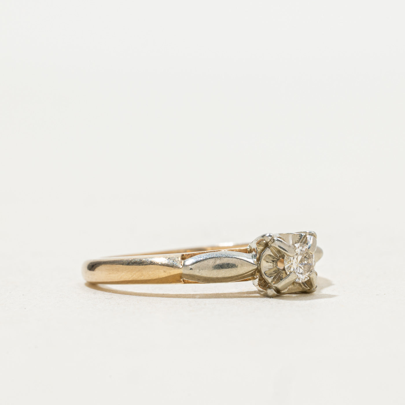 Two Tone Solitaire Diamond Ring | 0.10ct | SZ 4.5