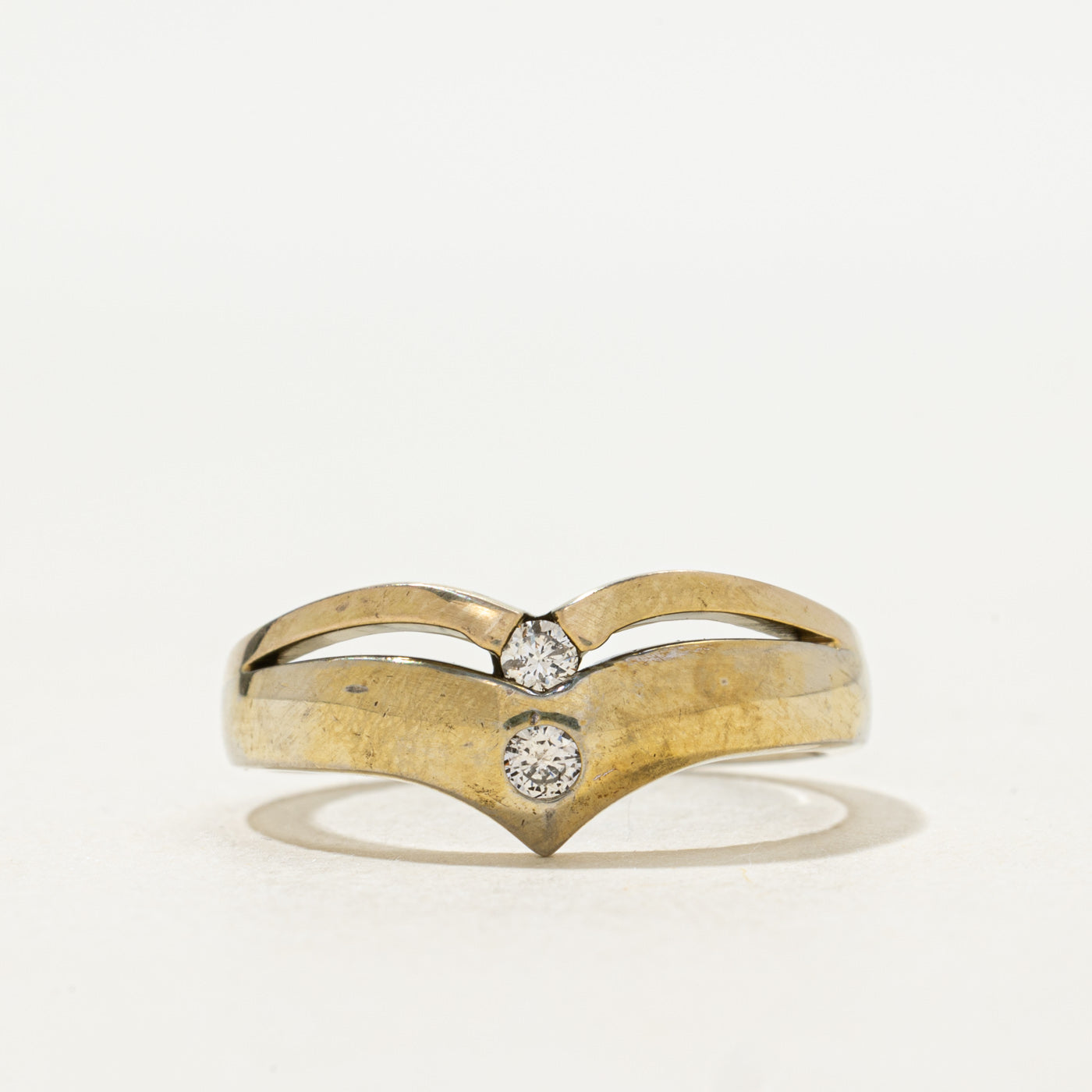 Two Stone Diamond Chevron Ring | 0.08ctw | SZ 7.75