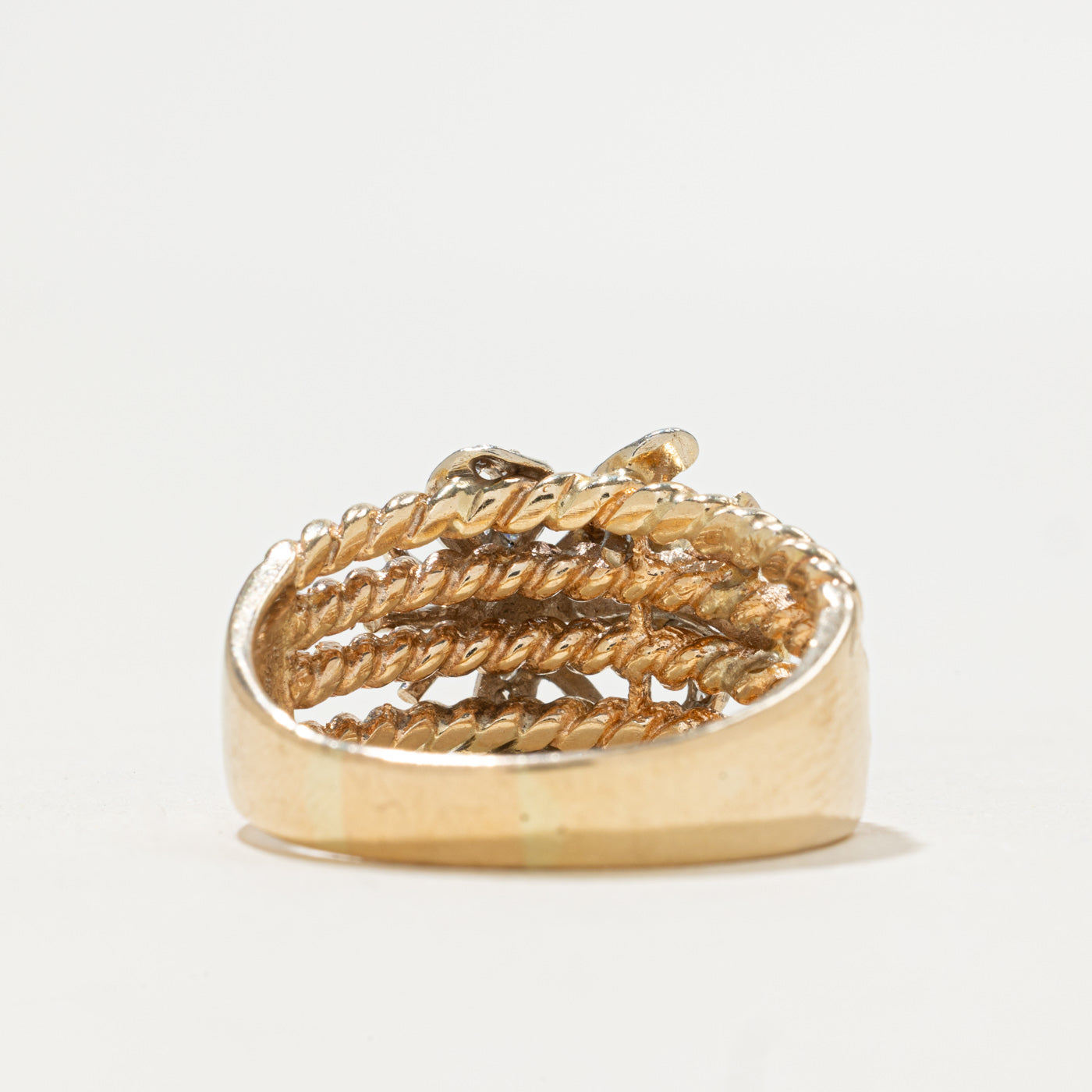 Bague nœud floral bicolore en diamants | 0,29 ct | Taille 8,5