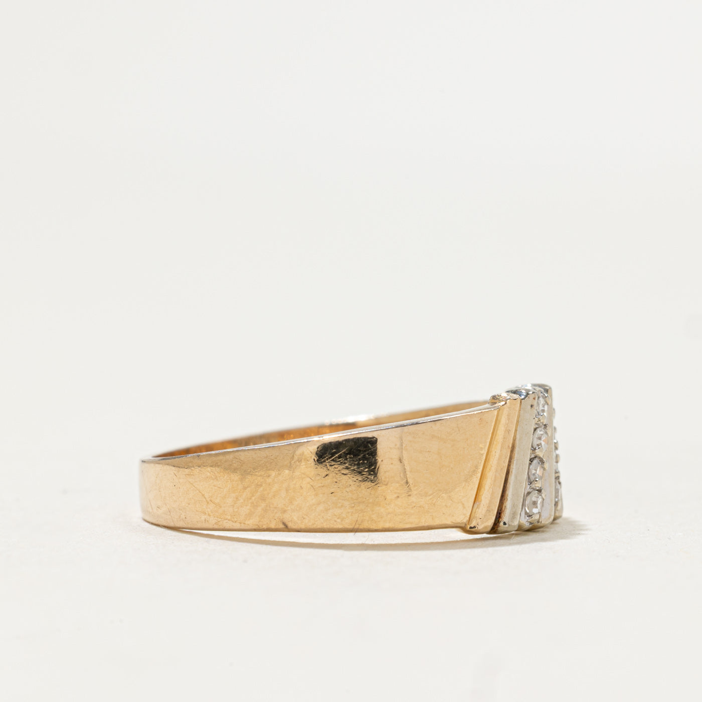 Diagonal Diamond Grooved Band | 0.04ctw | SZ 8.25