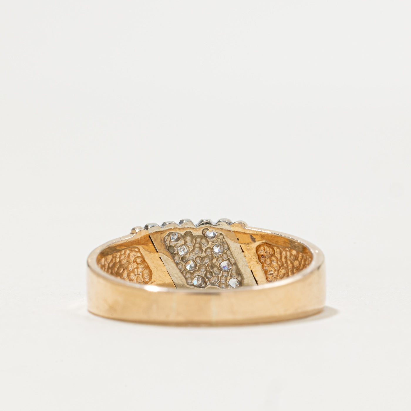 Diagonal Diamond Grooved Band | 0.04ctw | SZ 8.25