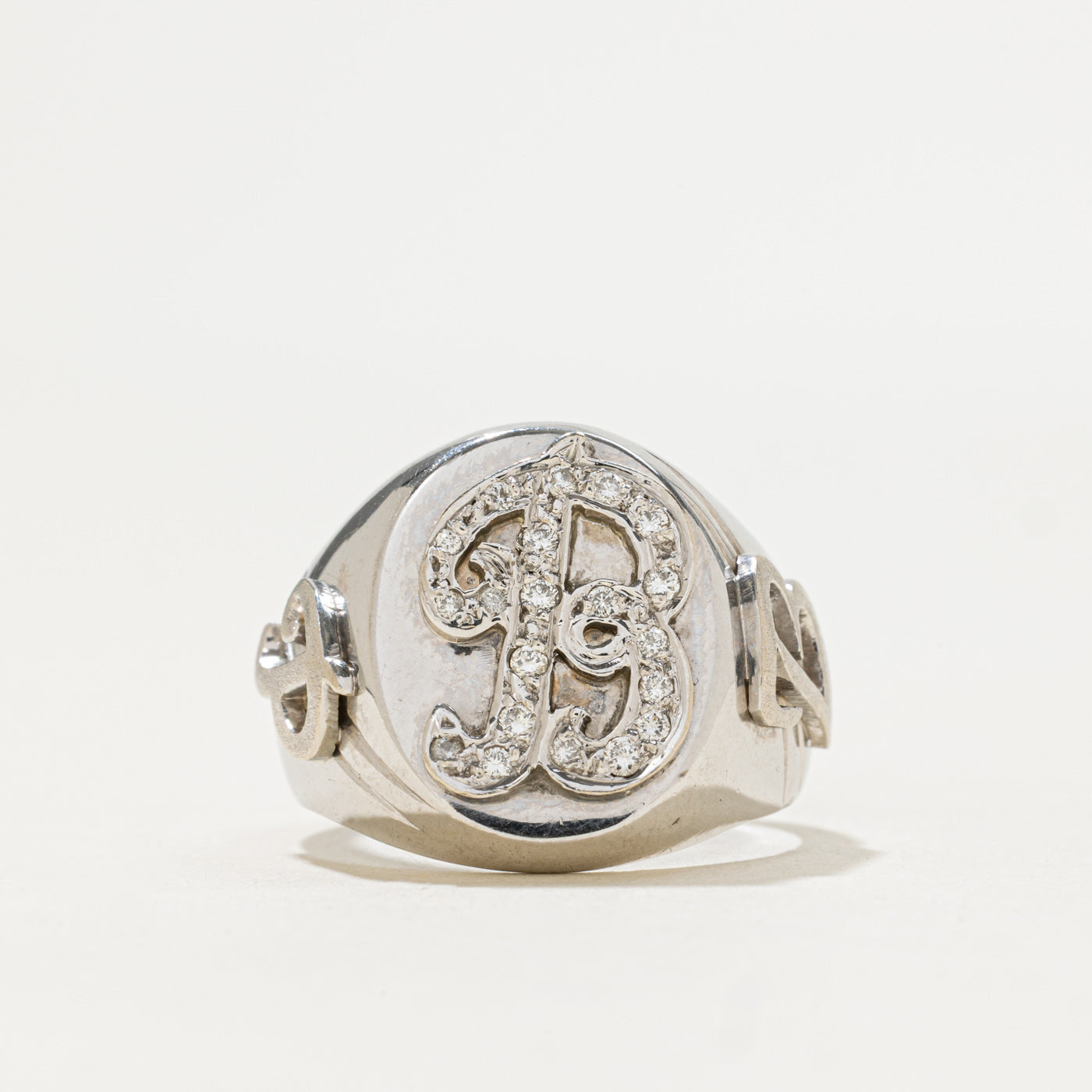 Diamond "B" Initial Signet Ring | 0.10ctw | SZ 8.0
