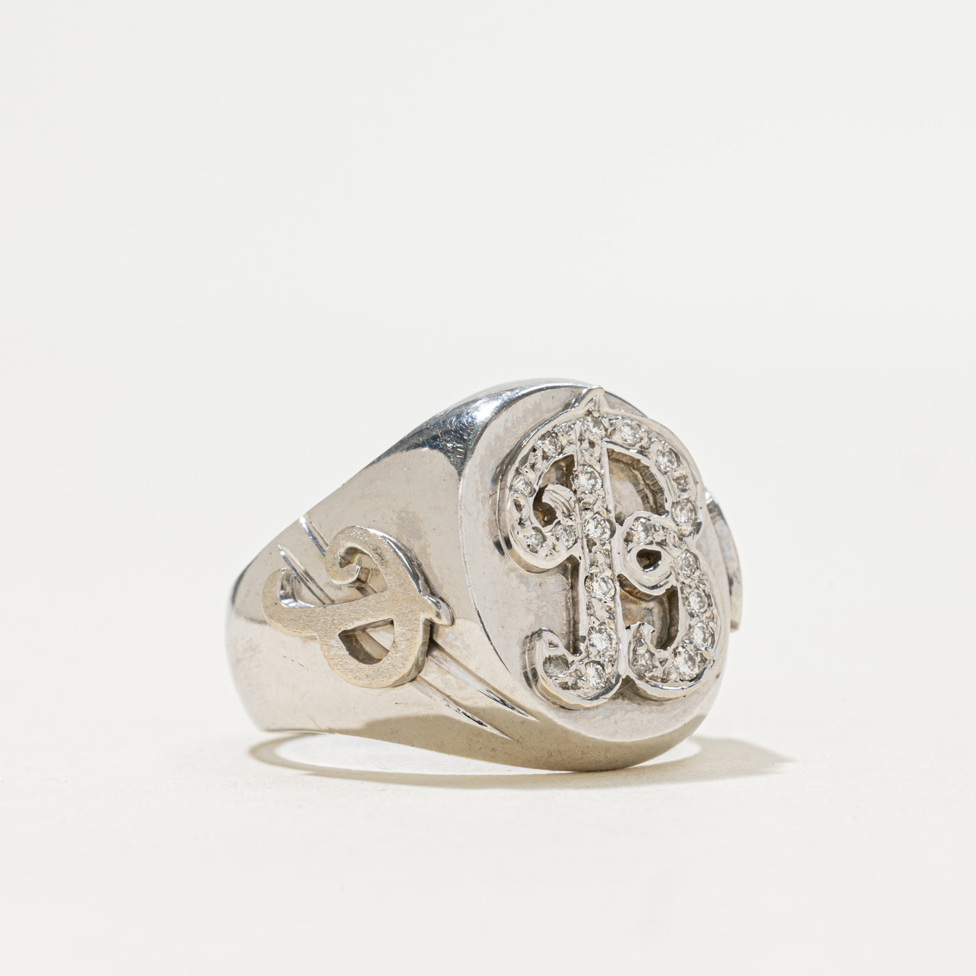 Diamond "B" Initial Signet Ring | 0.10ctw | SZ 8.0