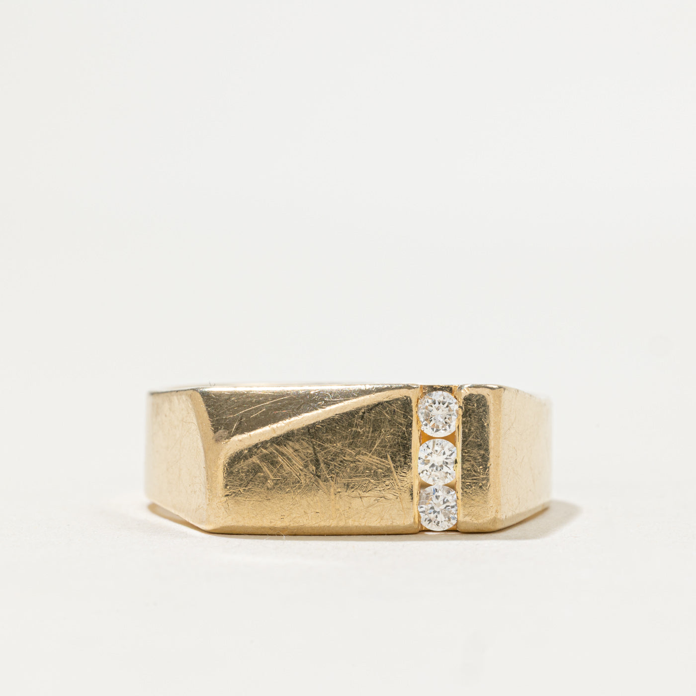 Channel Set Diamond Column Signet Ring | 0.23ctw | SZ 13.0