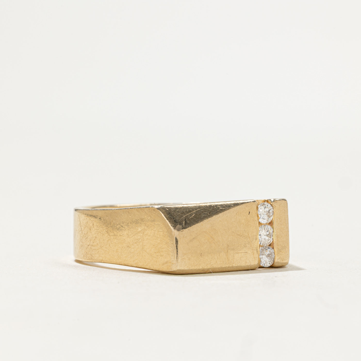 Channel Set Diamond Column Signet Ring | 0.23ctw | SZ 13.0