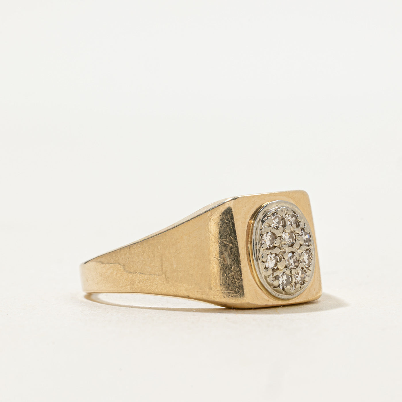 Diamond Oval Cluster Signet Ring | 0.10ctw | SZ 9.5