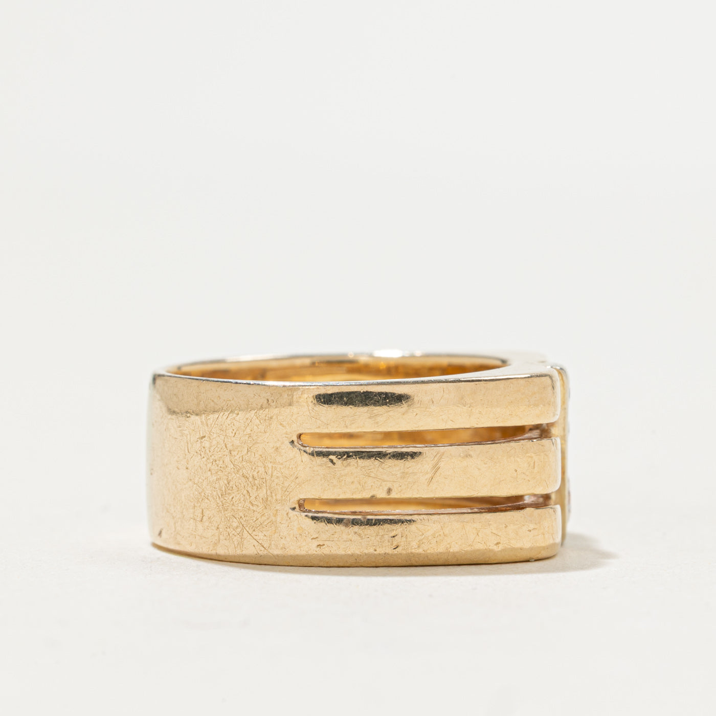 Bague carrée souple sertie de diamants rainurés | 0,19 ct au total | Taille 6,25