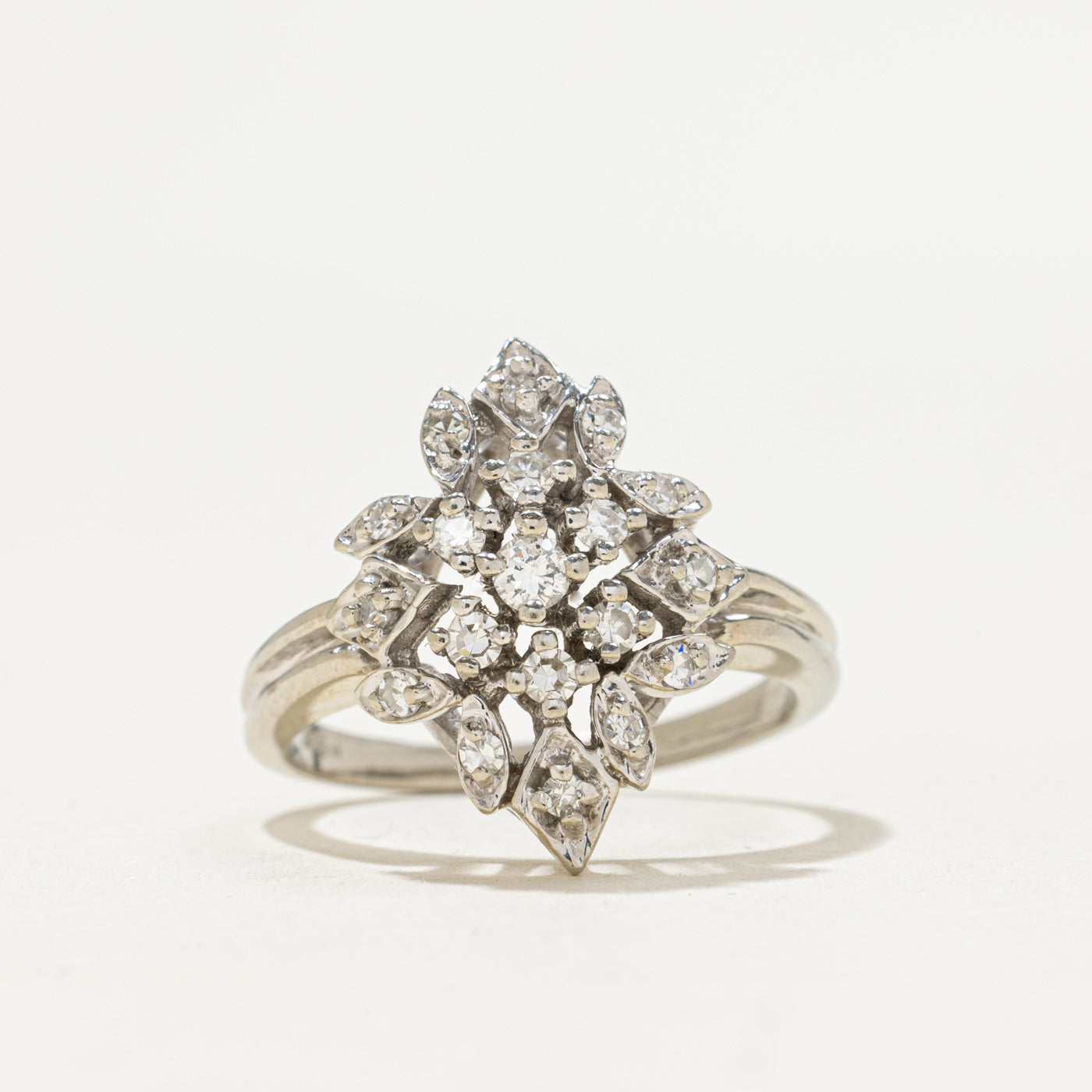 Diamond Cluster Navette Ring | 0.26ctw | SZ 7.25