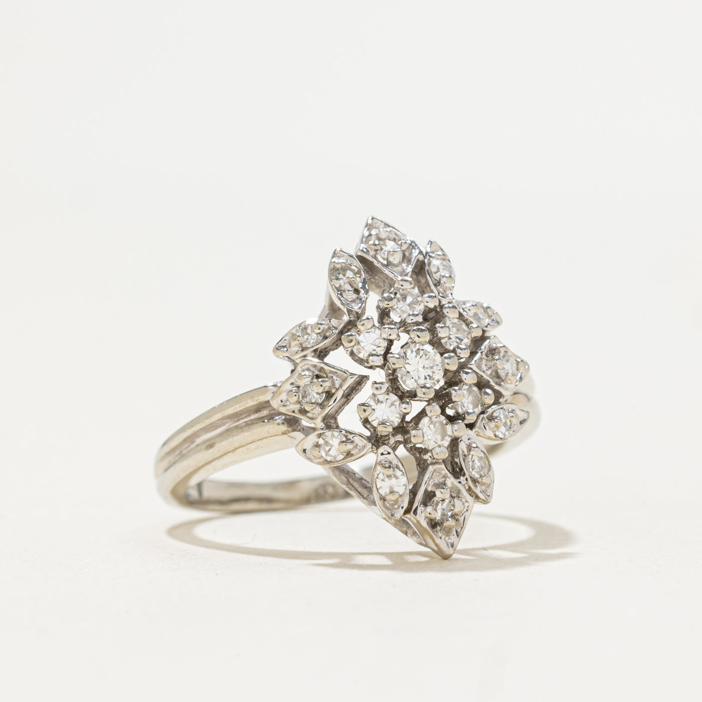 Diamond Cluster Navette Ring | 0.26ctw | SZ 7.25