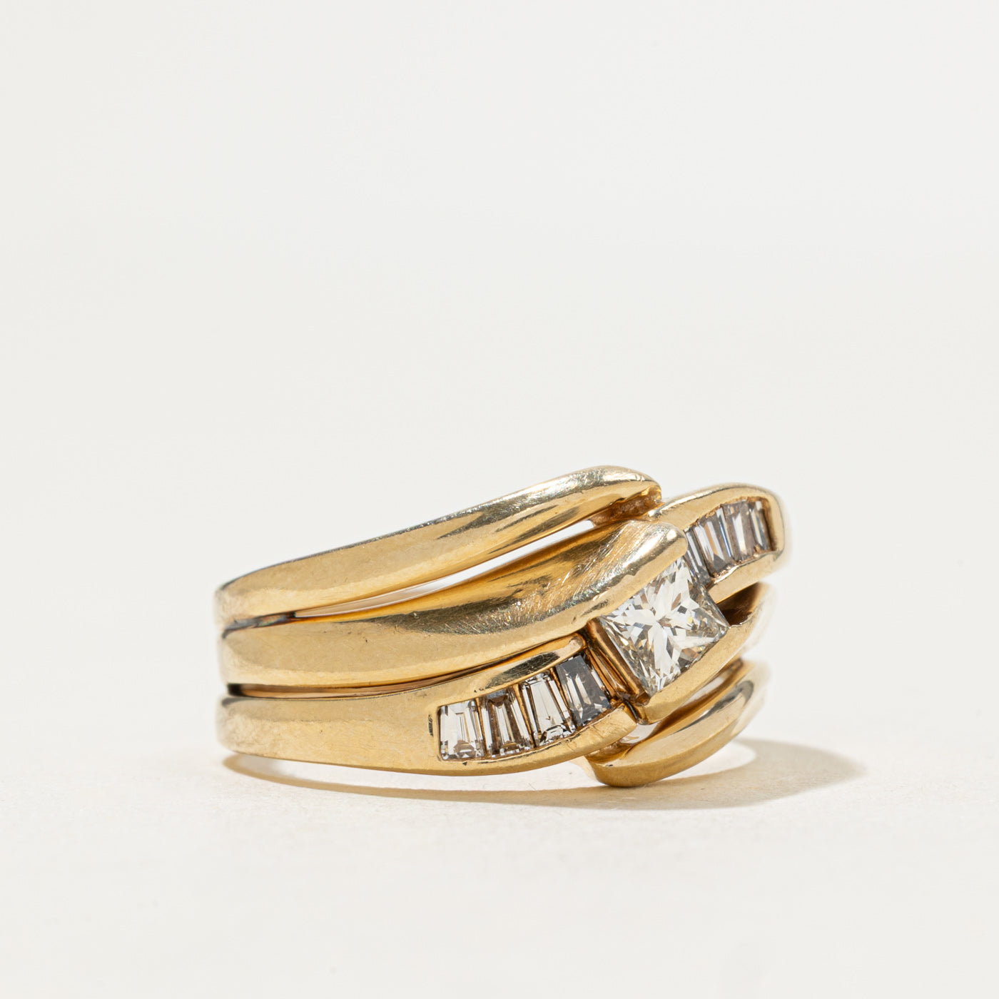 Channel Set Diamond Bypass Ring | 0.75ctw | SZ 7.5