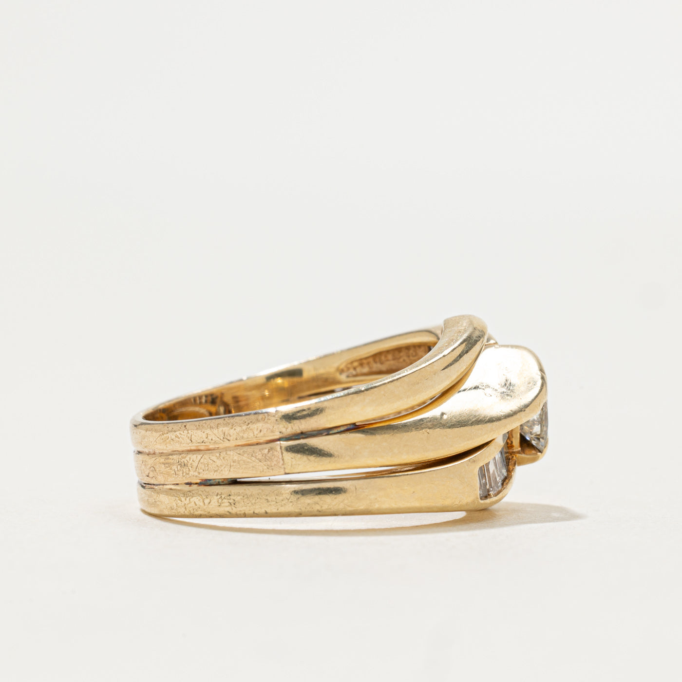 Channel Set Diamond Bypass Ring | 0.75ctw | SZ 7.5