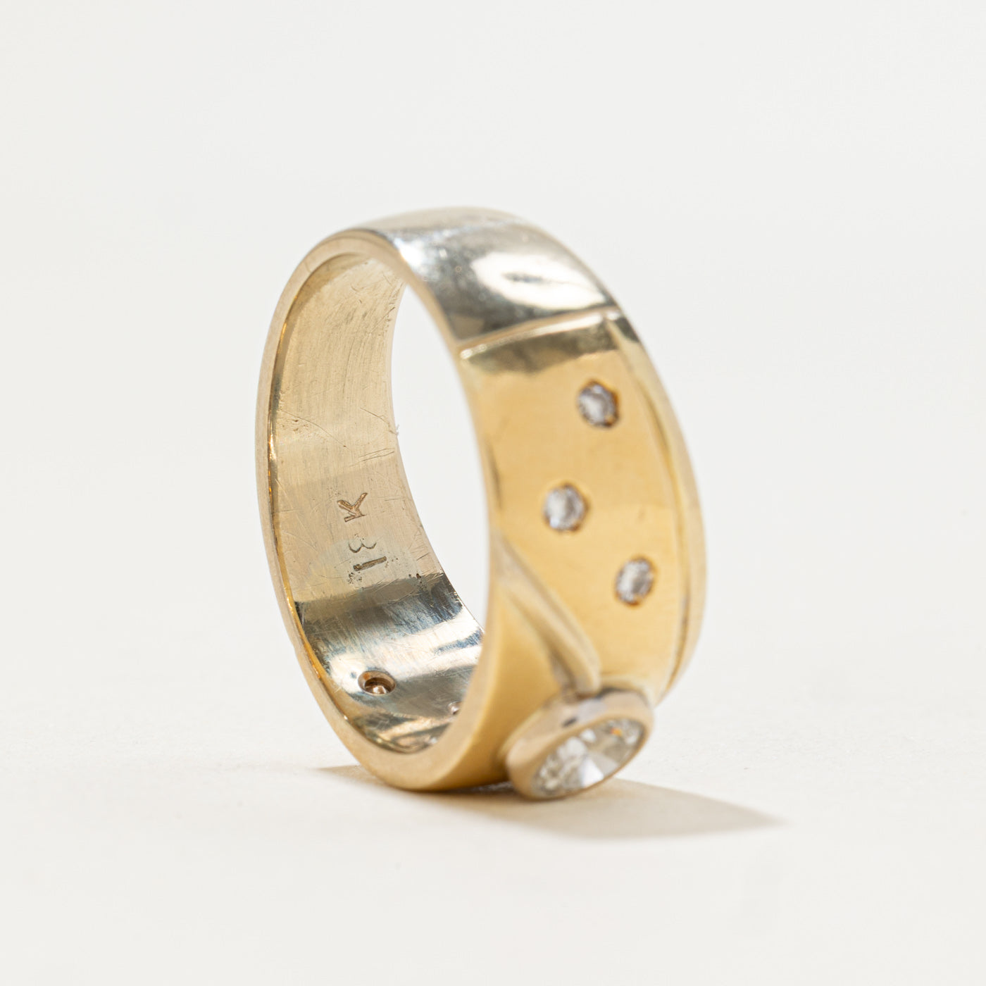 Bezel Set Diamond Grooved Band | 0.41ctw | SZ 6.75