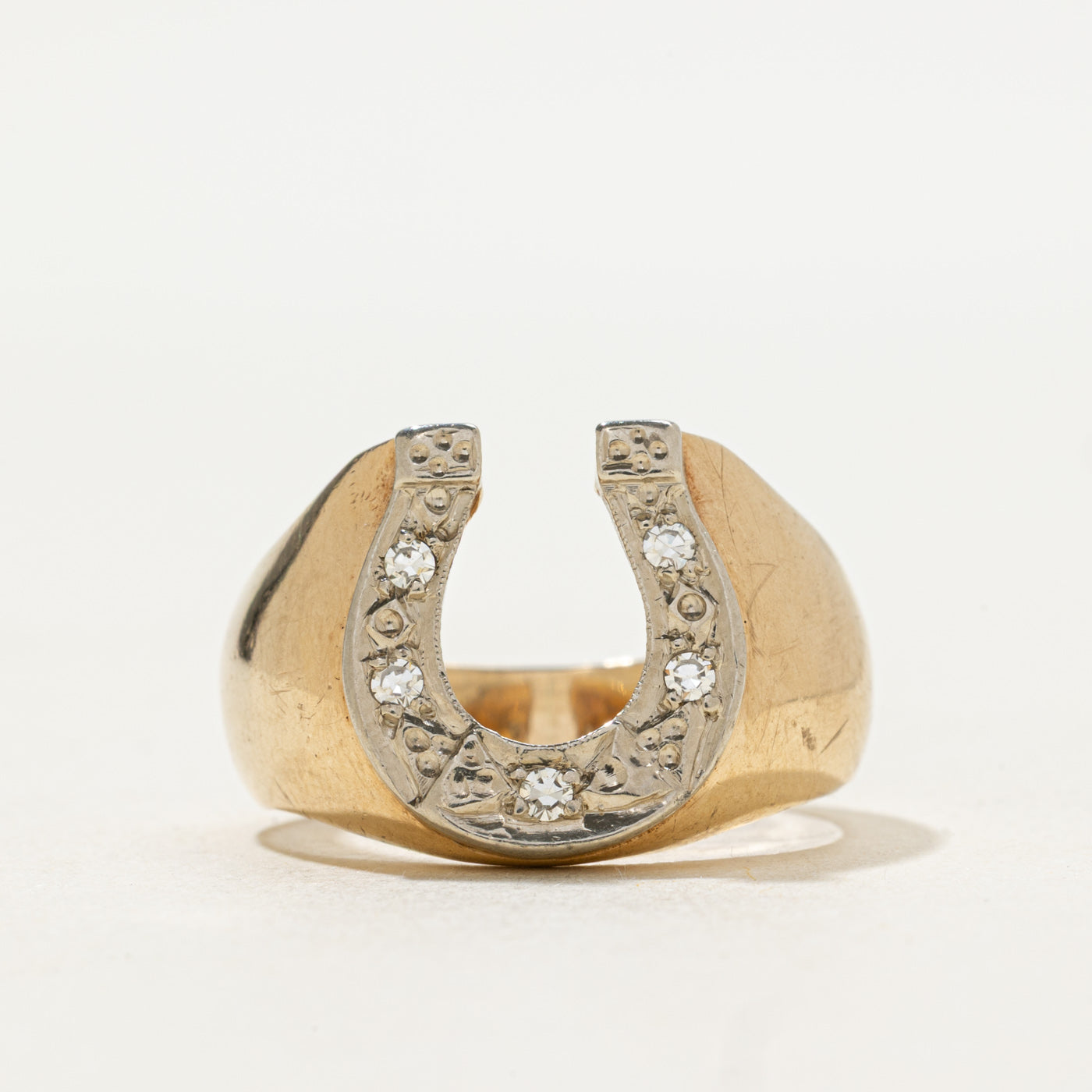 Diamond Horseshoe Signet Ring | 0.10ctw | SZ 8.75