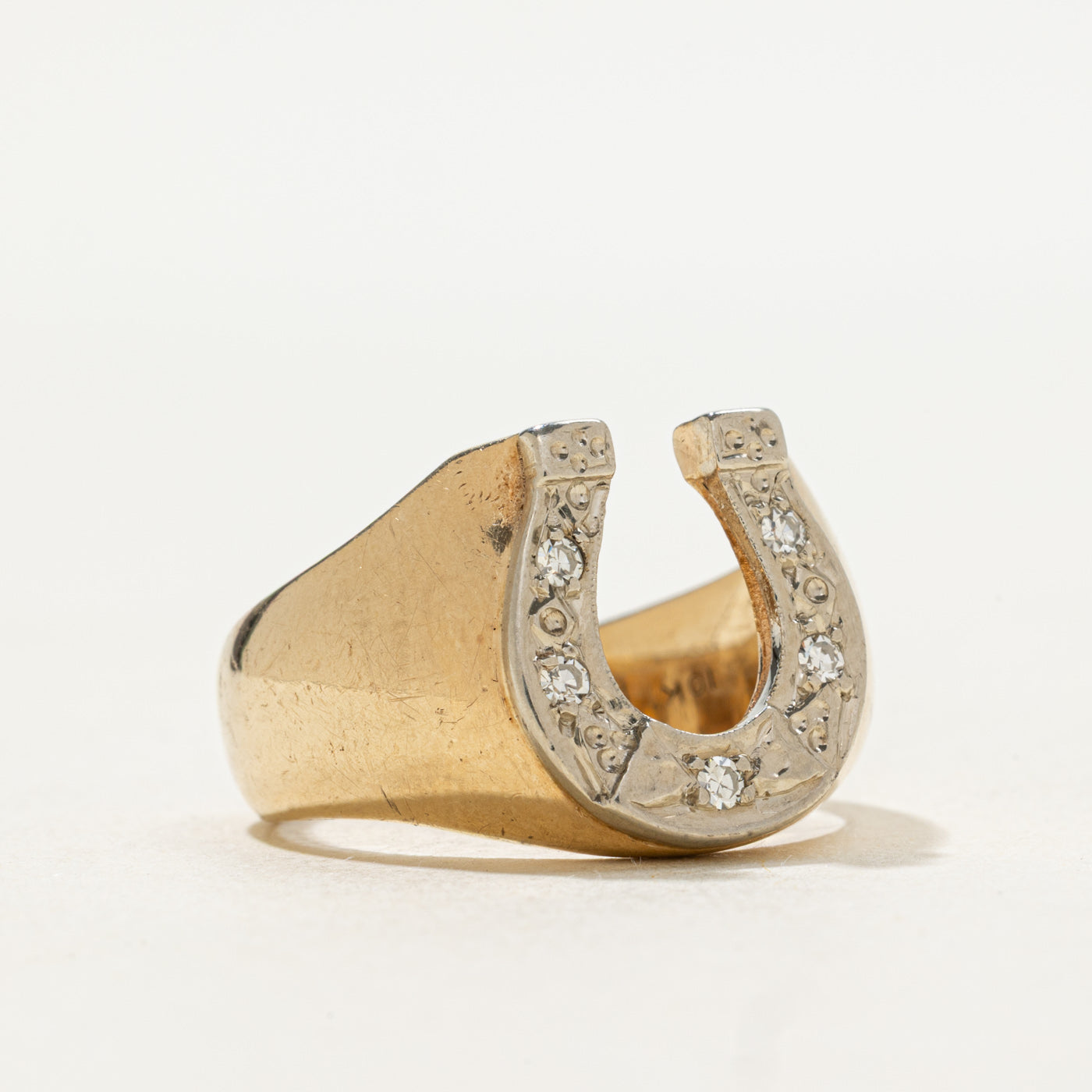 Diamond Horseshoe Signet Ring | 0.10ctw | SZ 8.75