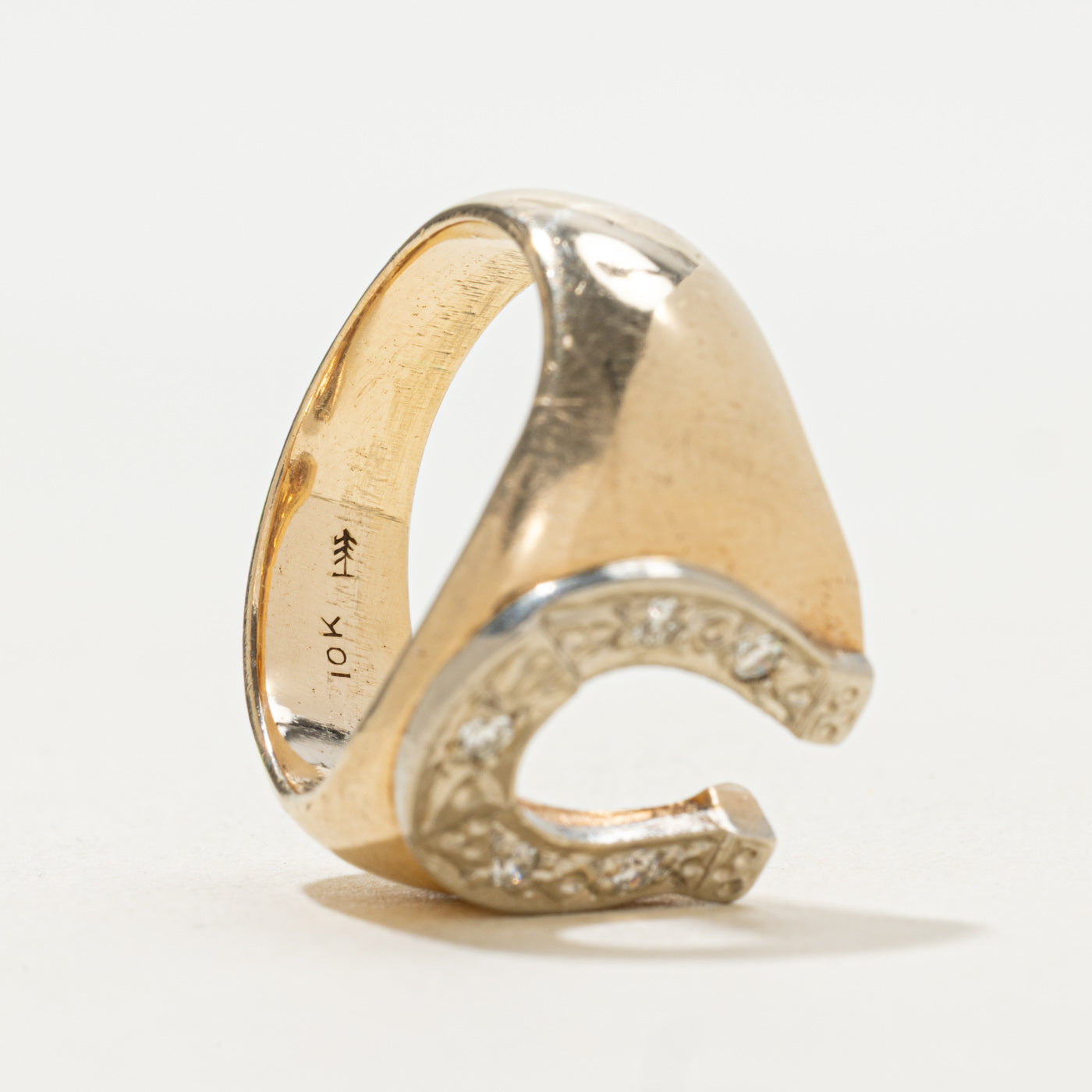 Diamond Horseshoe Signet Ring | 0.10ctw | SZ 8.75