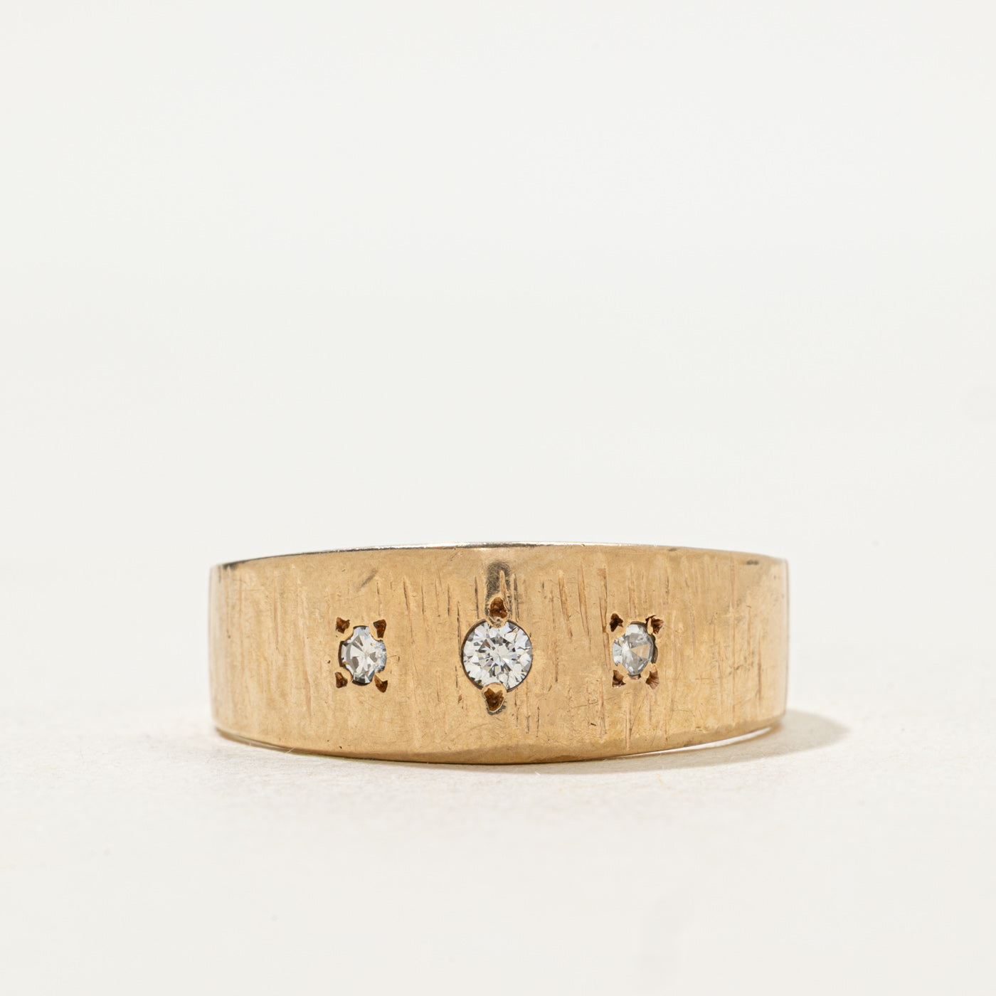 Three Stone Diamond Textured Band | 0.07ctw | SZ 11.25