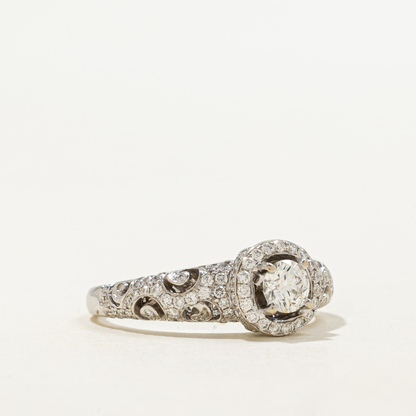 14K White Gold Diamond Open Halo Ring | 0.60ctw | SZ 8.75